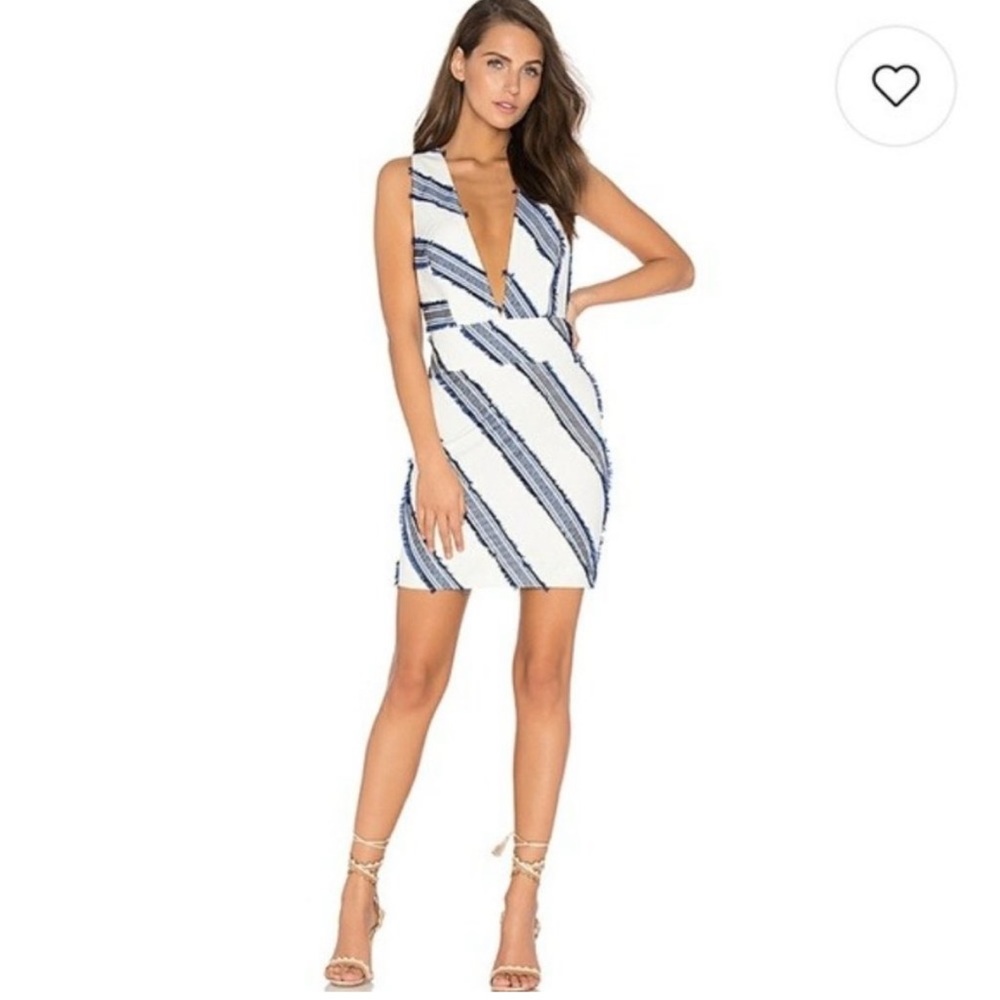 MILLY diagonal fringe cross back mini dress